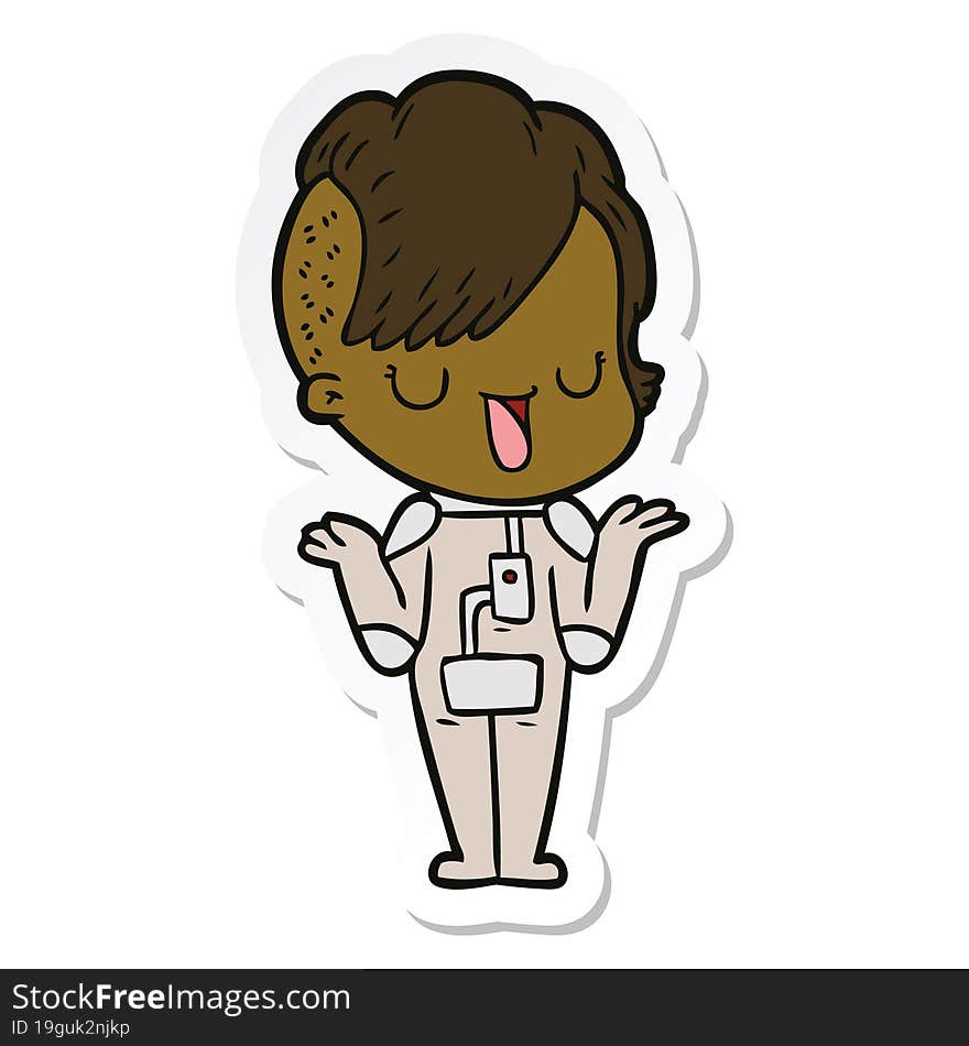 Sticker Of A Cute Cartoon Girl With Hipster Haircut