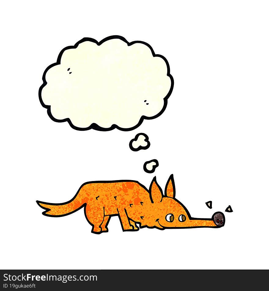 Cartoon Fox Sniffing Floor With Thought Bubble