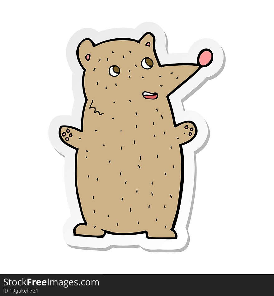 Sticker Of A Funny Cartoon Bear