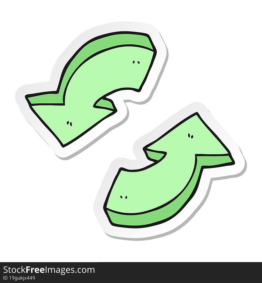 sticker of a cartoon recycling arrows