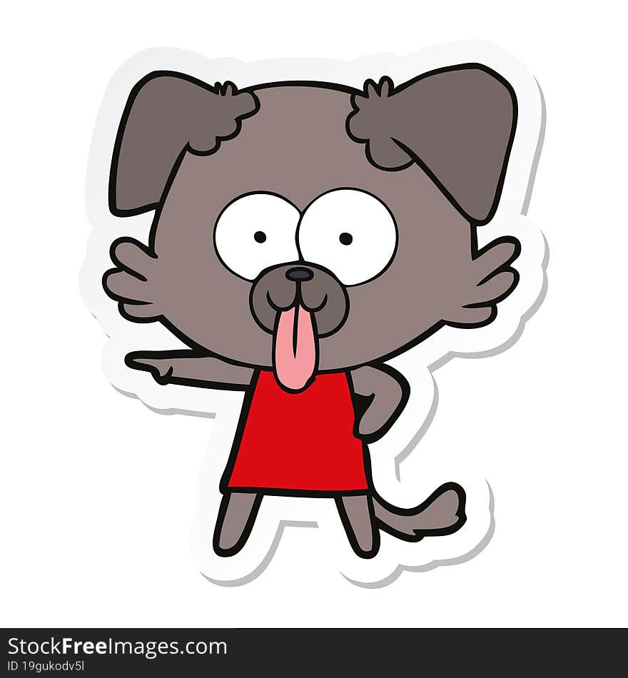 sticker of a cartoon dog with tongue sticking out