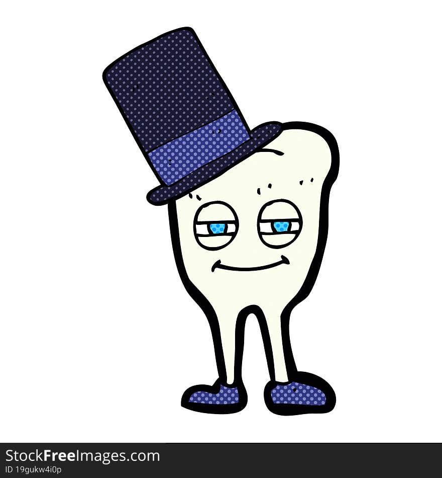 cartoon tooth wearing top hat