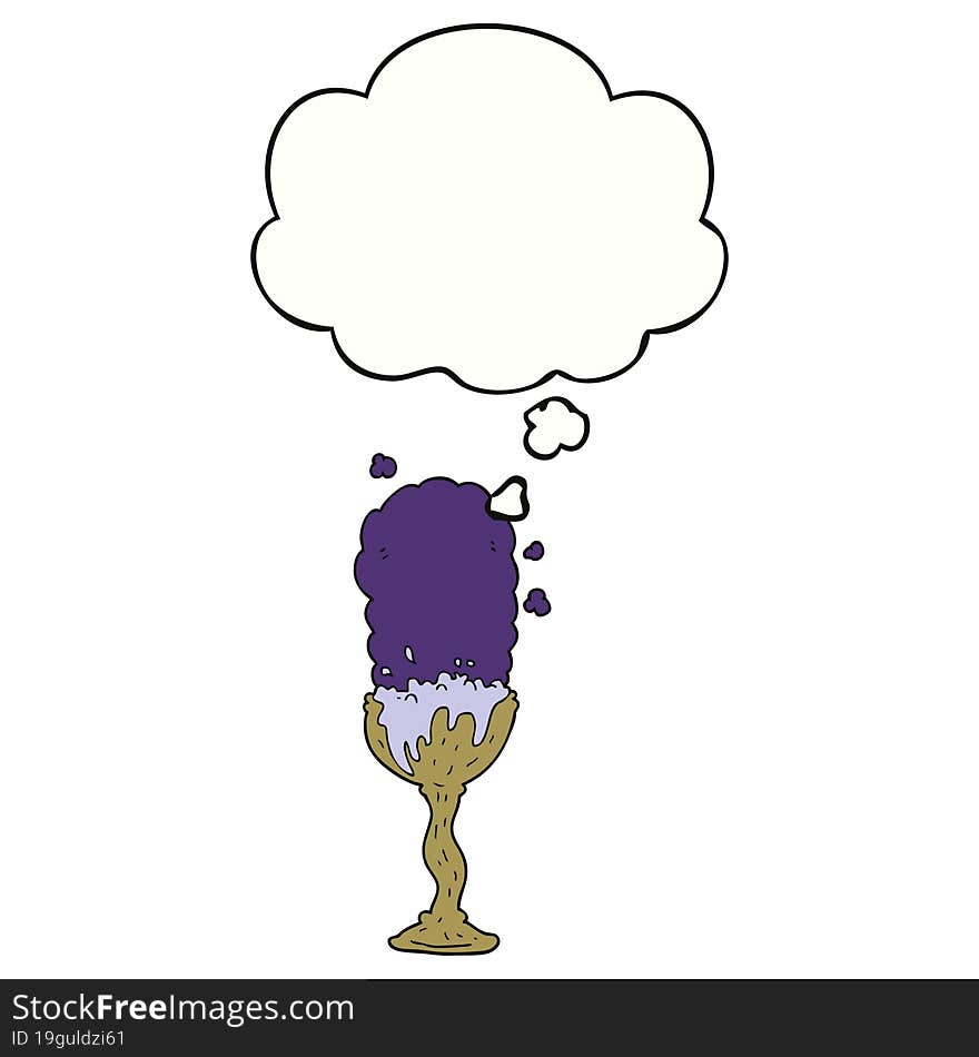 cartoon potion goblet with thought bubble. cartoon potion goblet with thought bubble