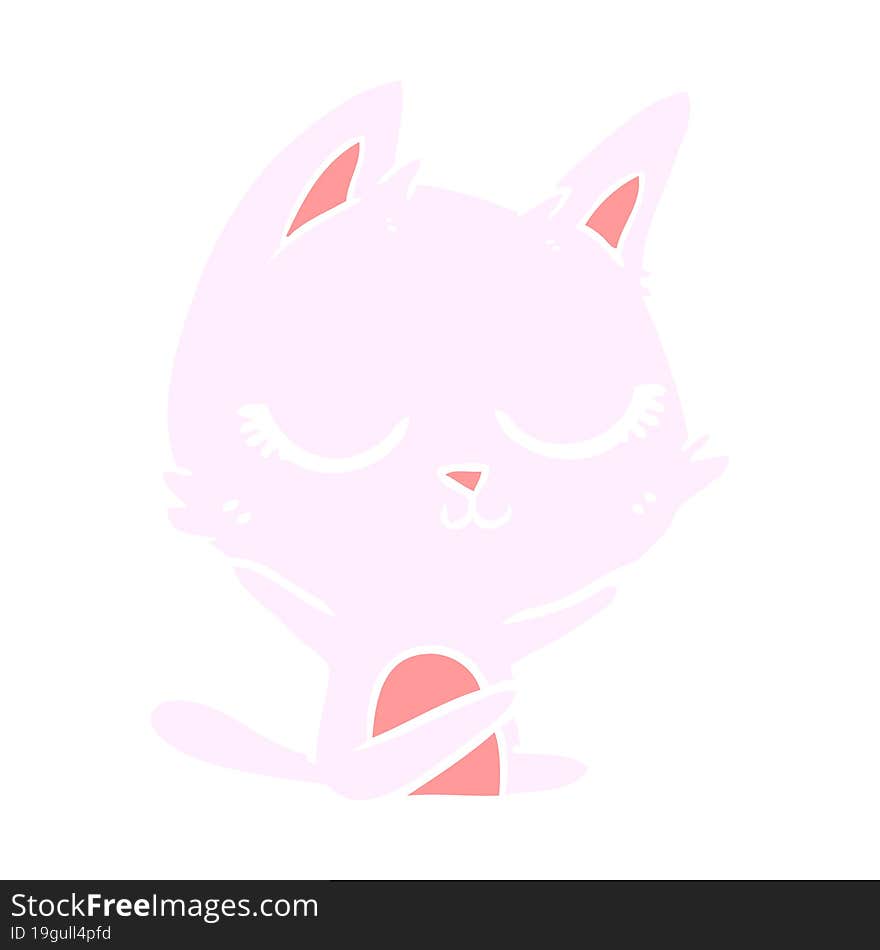 calm flat color style cartoon cat