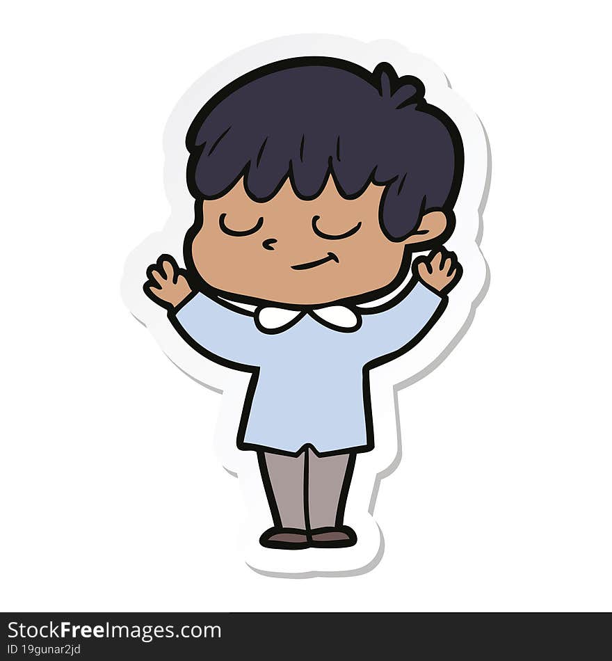 sticker of a cartoon happy boy