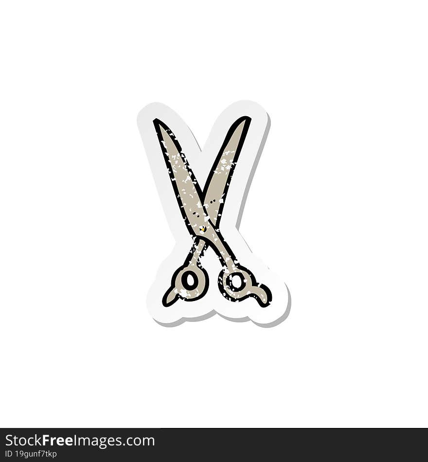 retro distressed sticker of a cartoon scissors