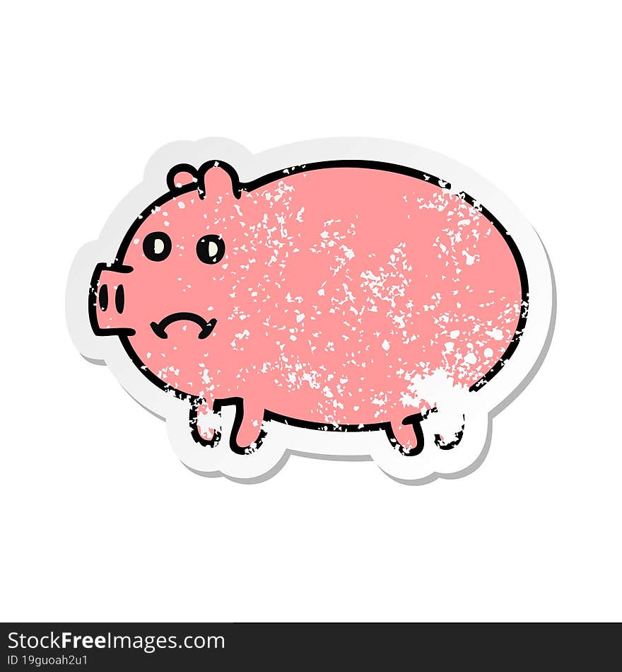 distressed sticker of a cute cartoon pig