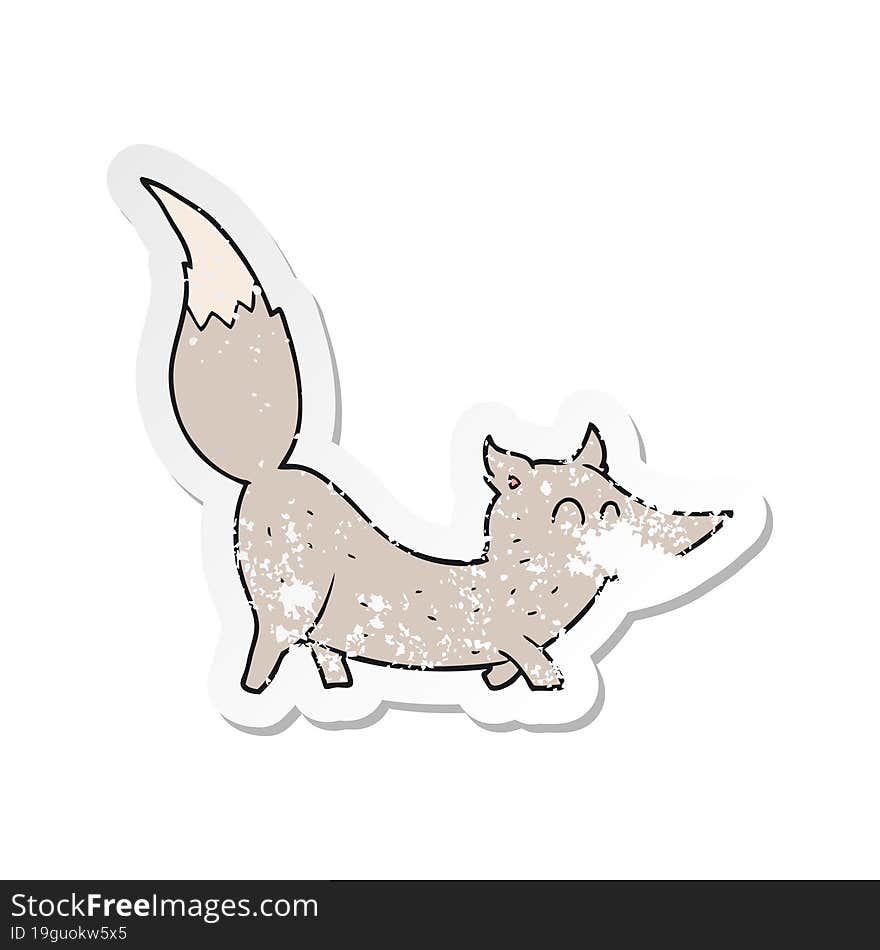 retro distressed sticker of a cartoon little wolf