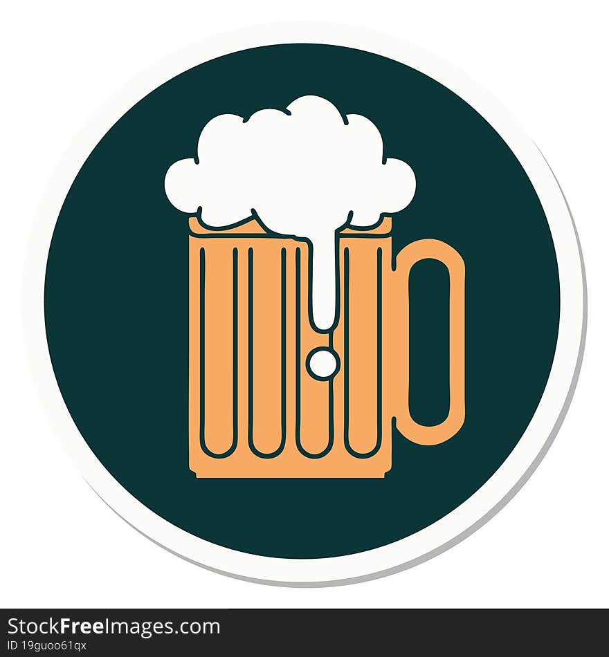 tattoo style sticker of a beer tankard