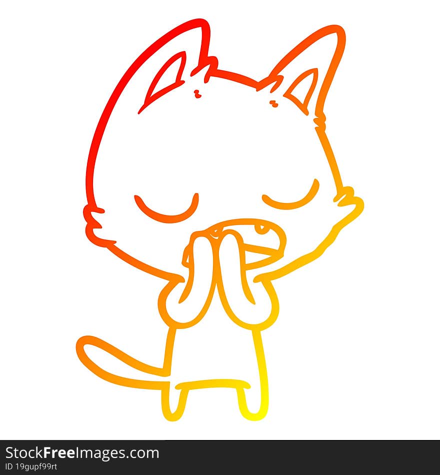 warm gradient line drawing talking cat cartoon