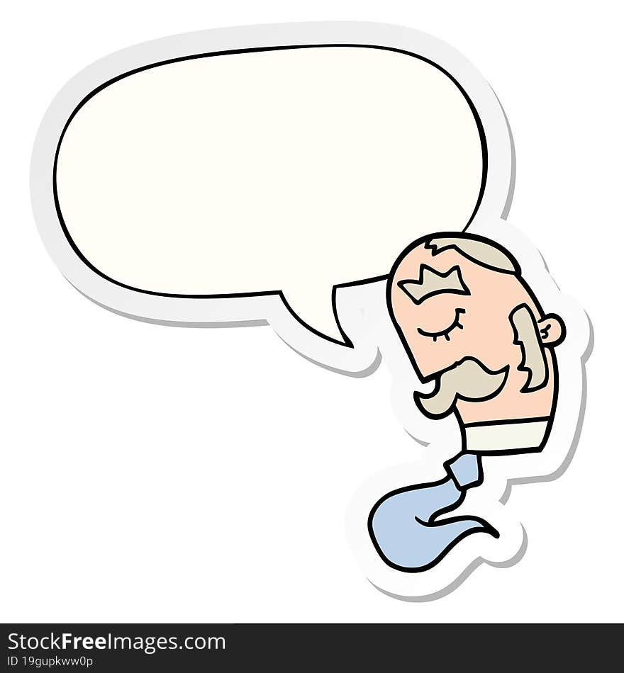 Cartoon Man And Mustache And Speech Bubble Sticker