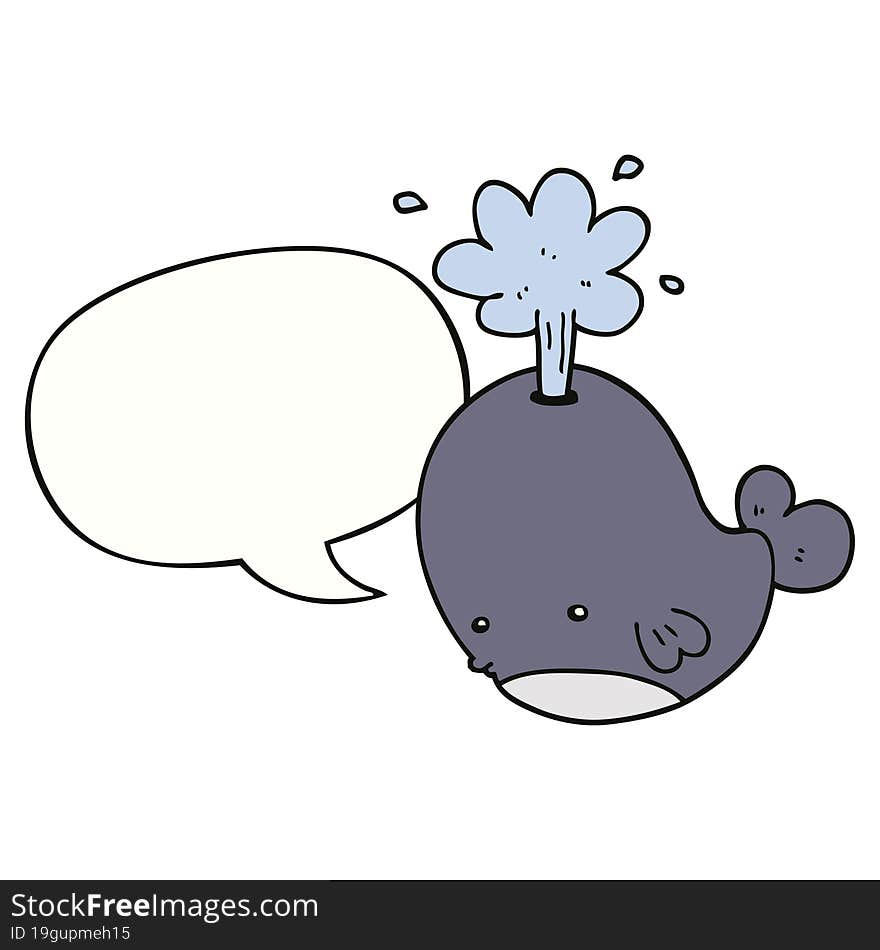 cartoon spouting whale and speech bubble