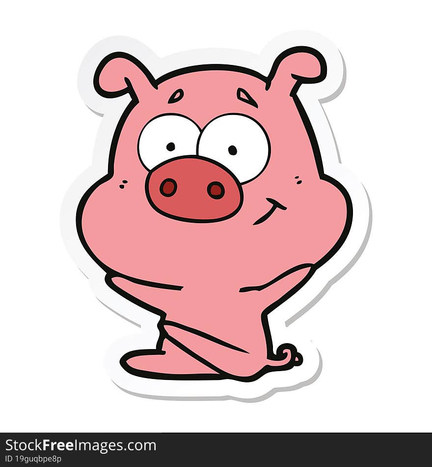 sticker of a happy cartoon pig