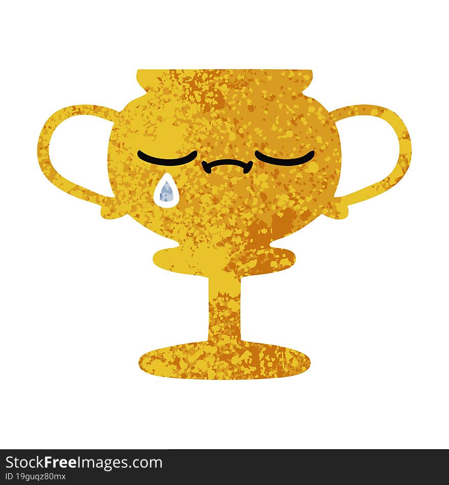 retro illustration style cartoon trophy