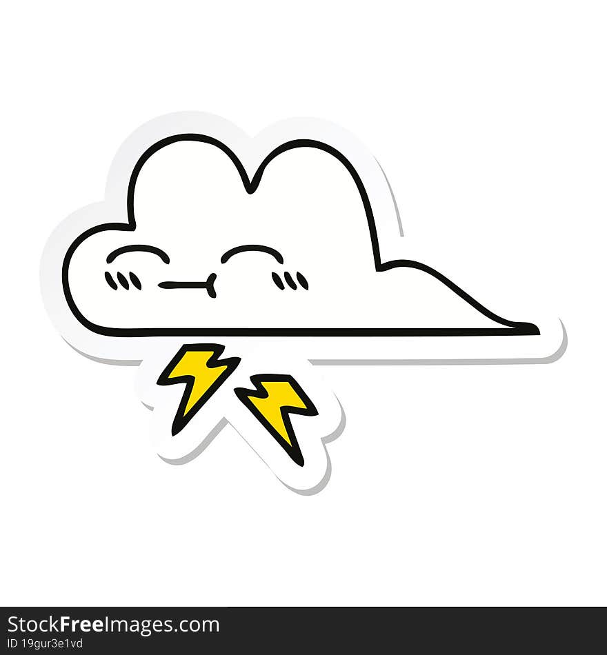 Sticker Of A Cute Cartoon Thunder Cloud