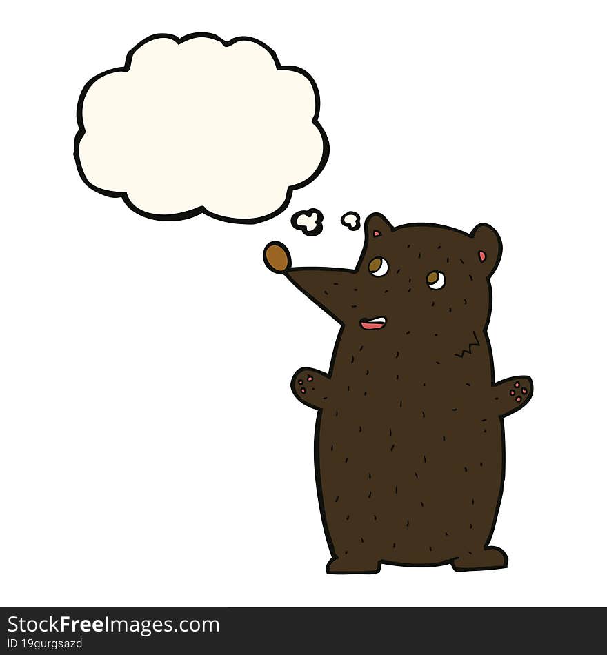 funny cartoon black bear with thought bubble