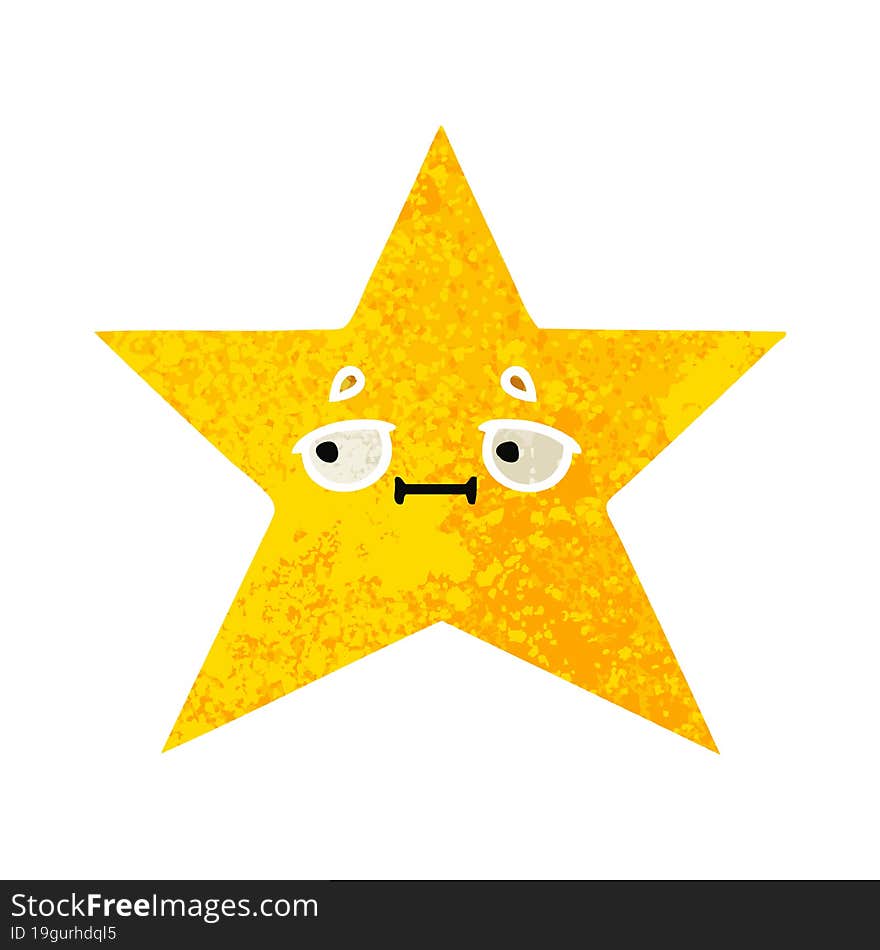 retro illustration style cartoon gold star