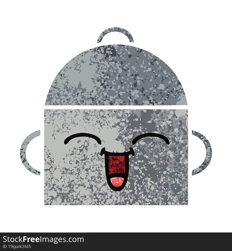 retro illustration style cartoon of a cooking pot