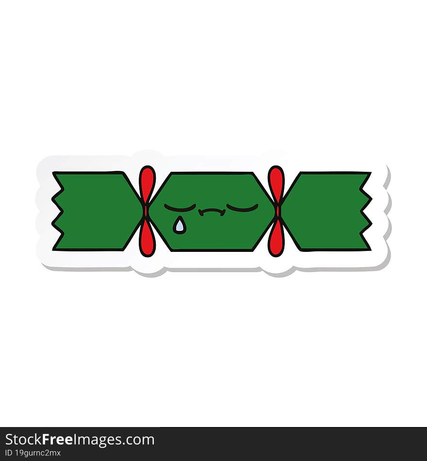 sticker of a cute cartoon christmas cracker