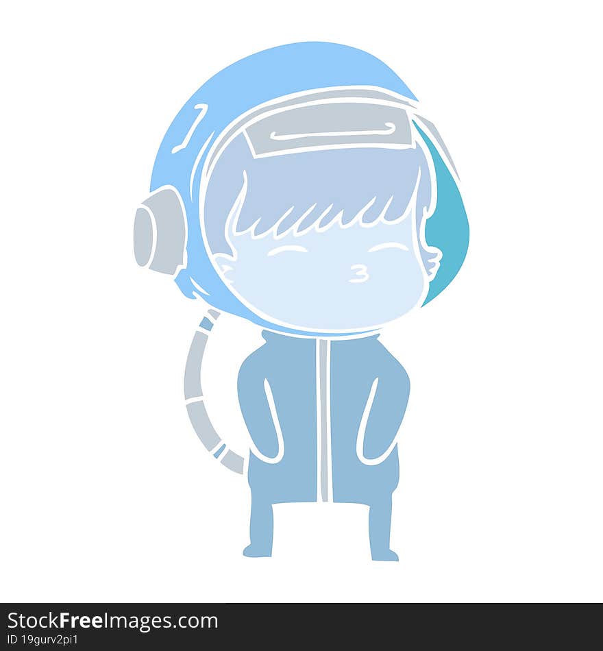 flat color style cartoon curious astronaut