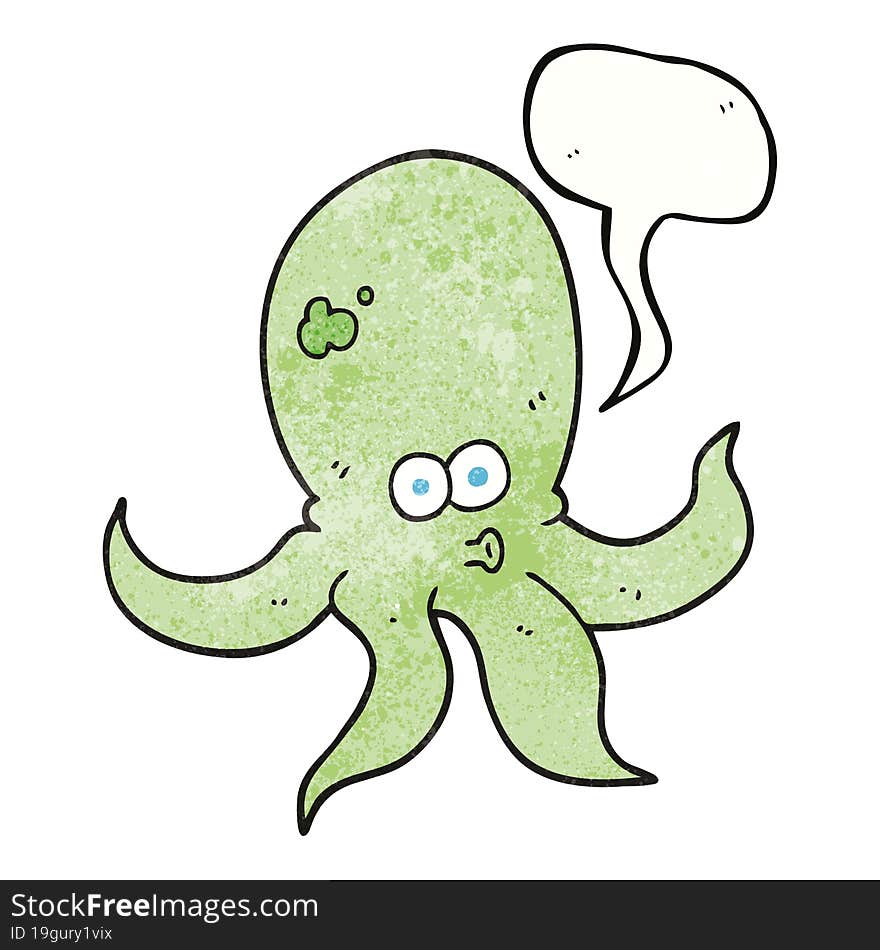 speech bubble textured cartoon octopus