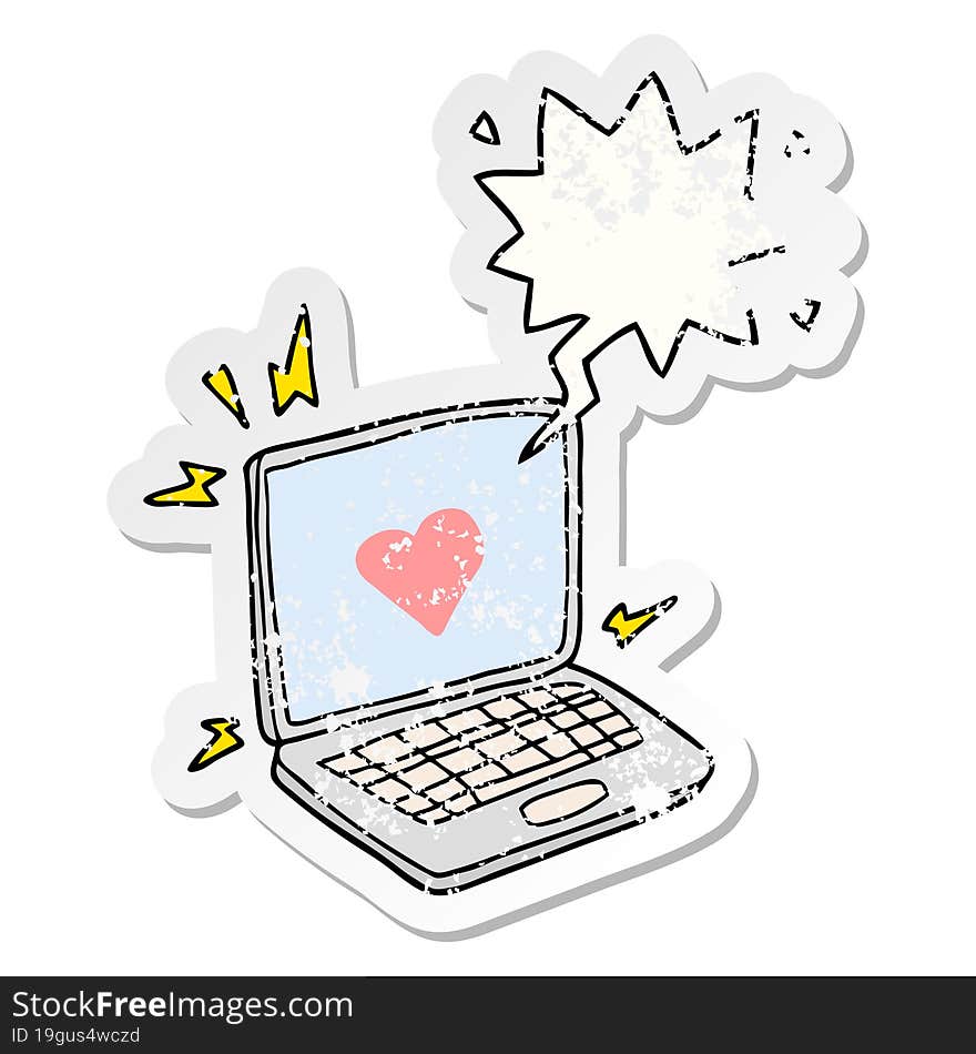 internet dating cartoon  and speech bubble distressed sticker