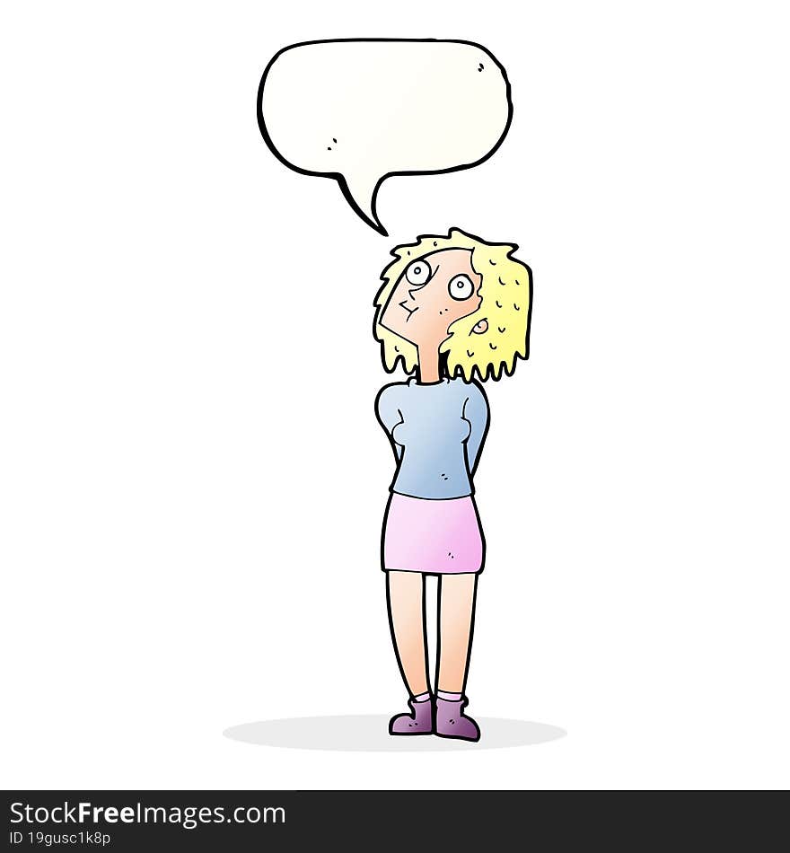 Cartoon Curious Woman With Speech Bubble