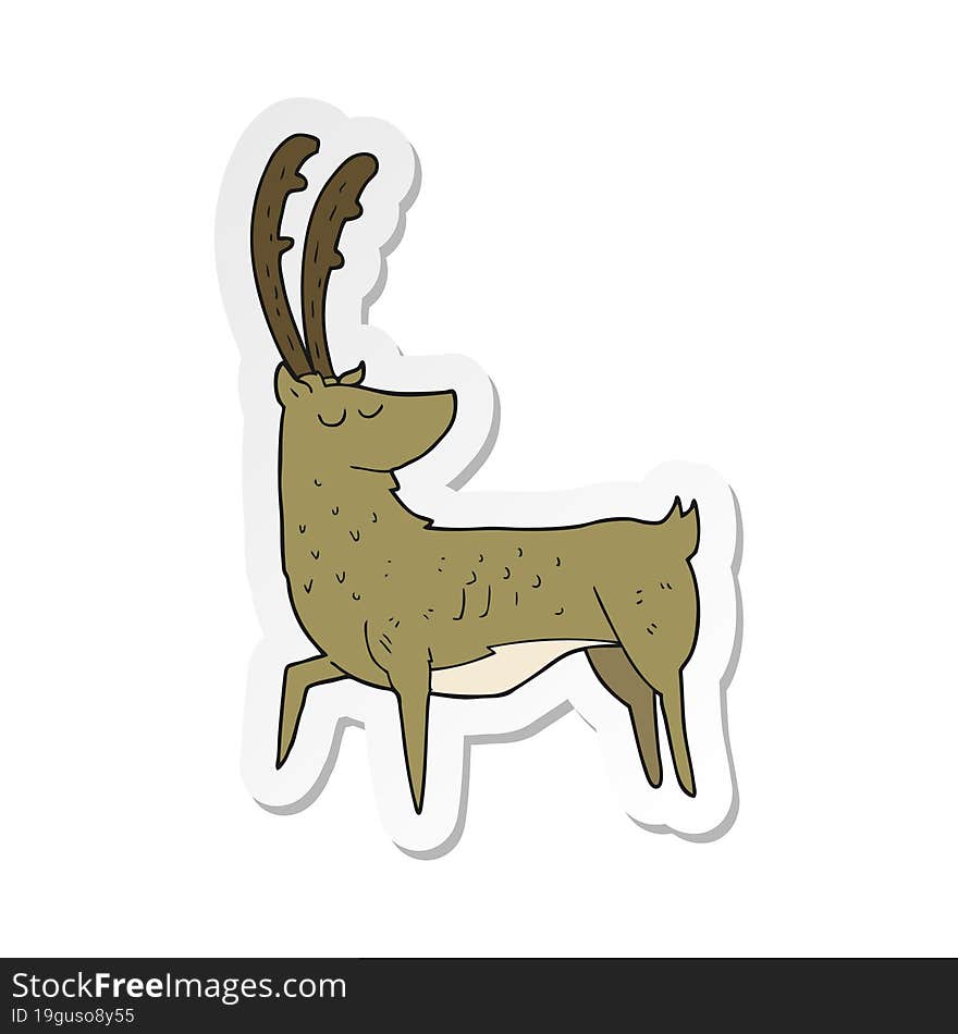 sticker of a cartoon manly stag