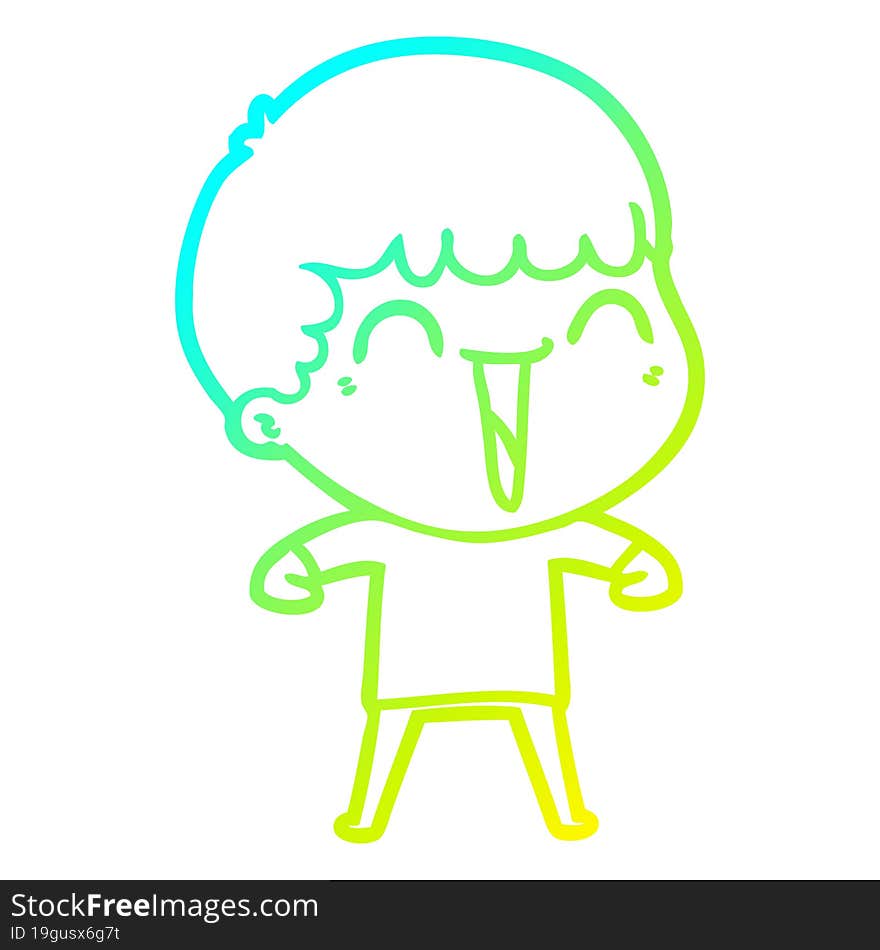 Cold Gradient Line Drawing Cartoon Happy Man