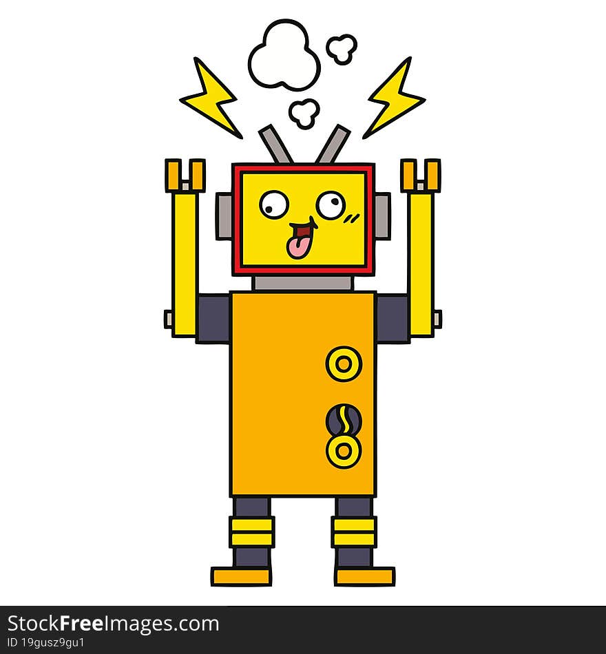 cute cartoon of a malfunctioning robot