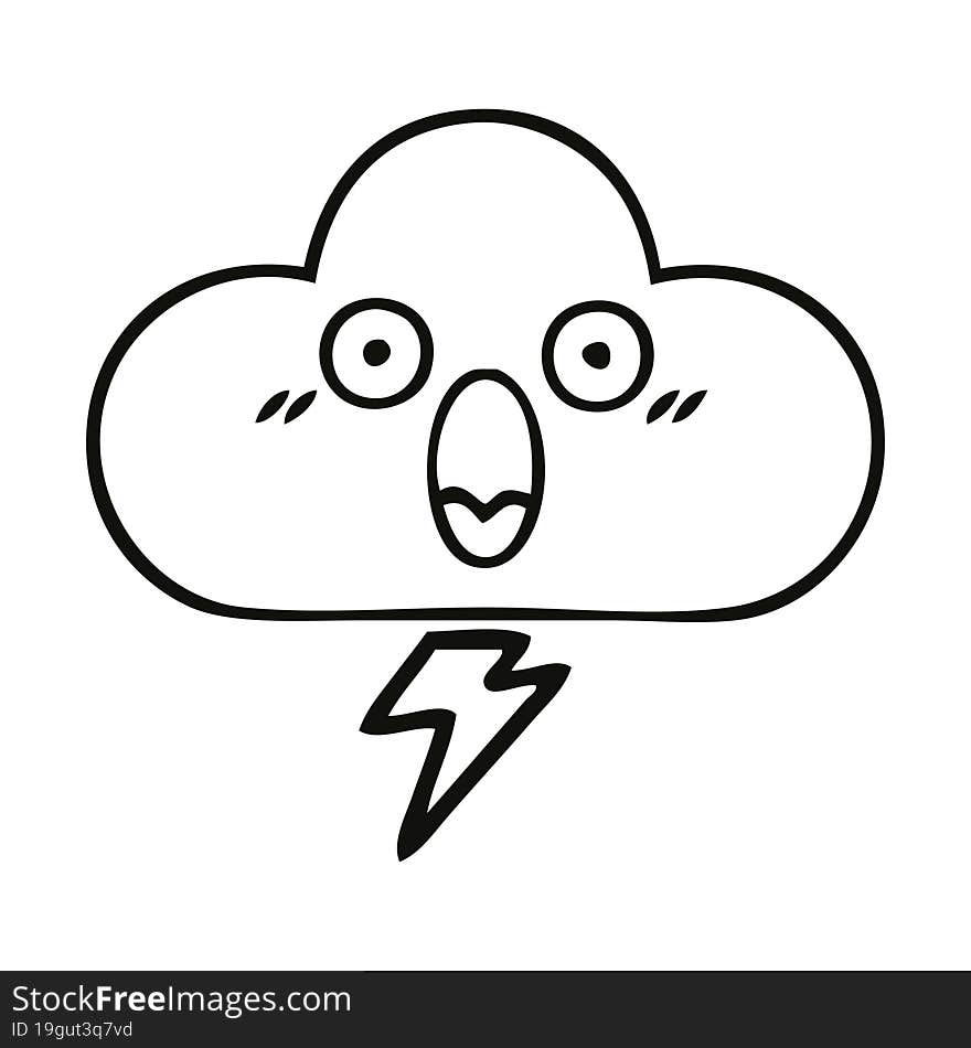 line drawing cartoon thunder cloud