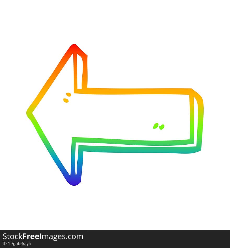 rainbow gradient line drawing cartoon directing arrow