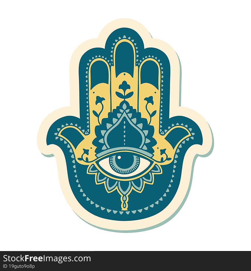 sticker of tattoo in traditional style of a hamza. sticker of tattoo in traditional style of a hamza