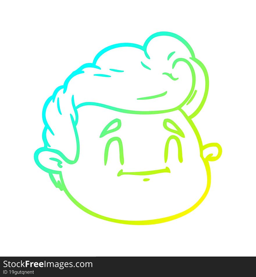 Cold Gradient Line Drawing Cartoon Male Face