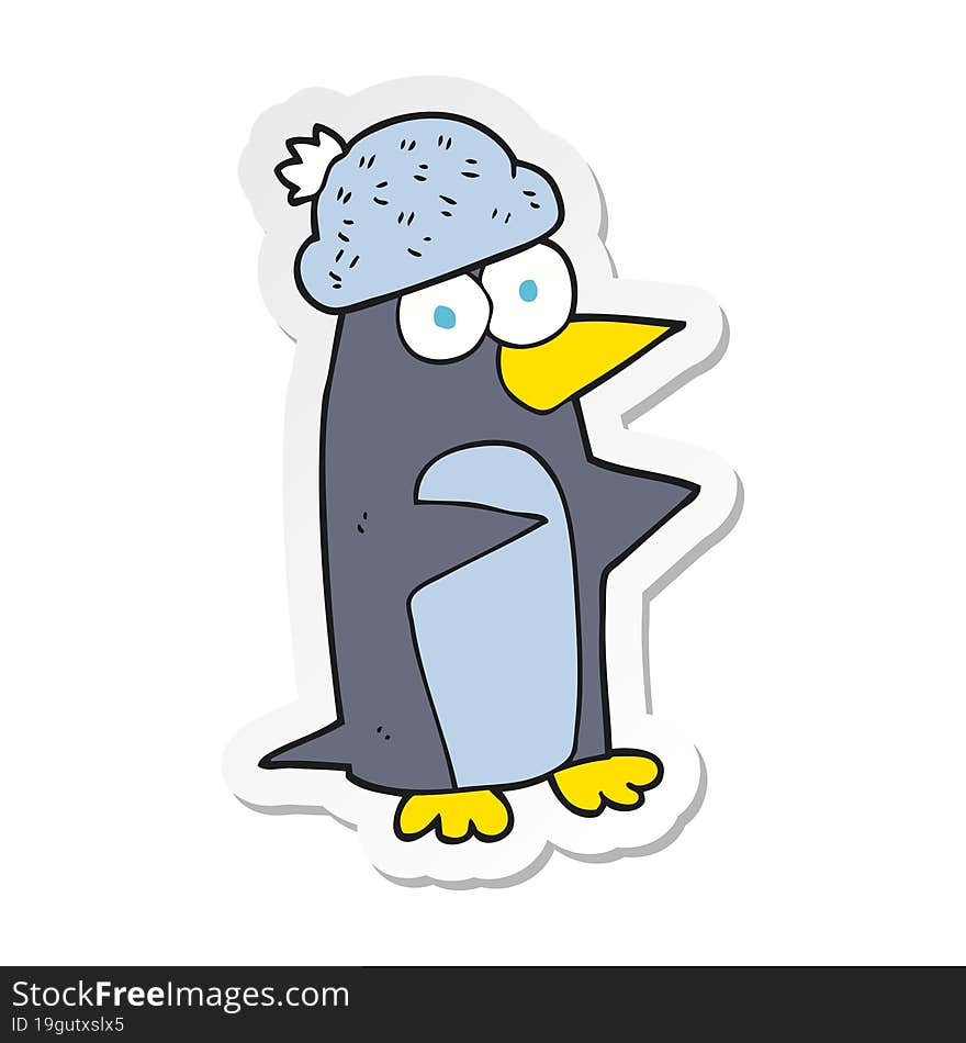 sticker of a cartoon penguin