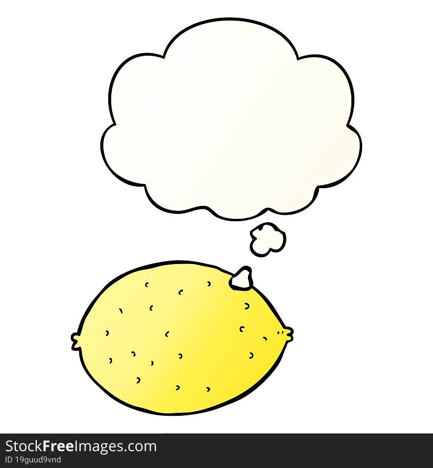 cartoon lemon and thought bubble in smooth gradient style