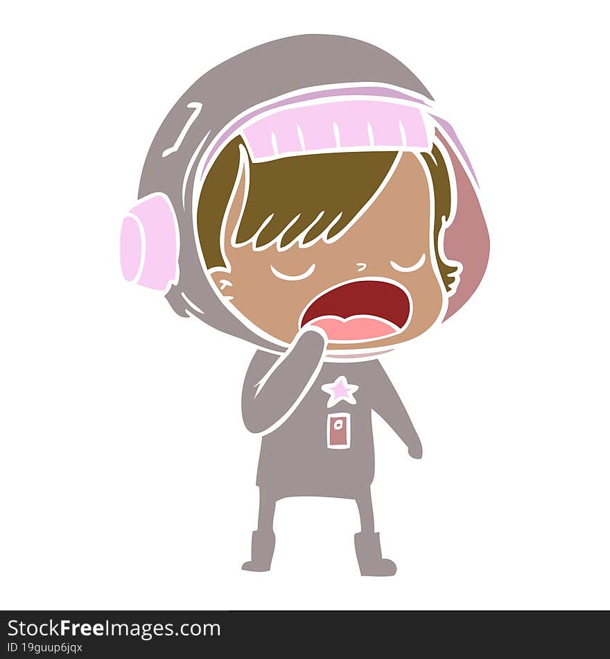 Flat Color Style Cartoon Astronaut Woman Yawning