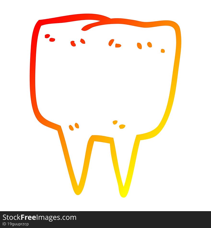 warm gradient line drawing cartoon tooth