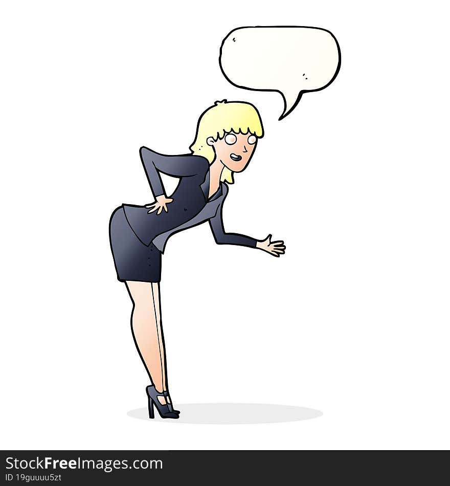 cartoon businesswoman explaining with speech bubble