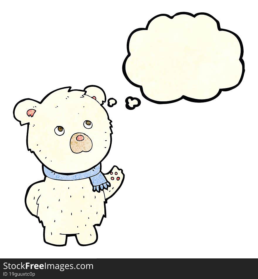 cartoon cute polar bear with thought bubble