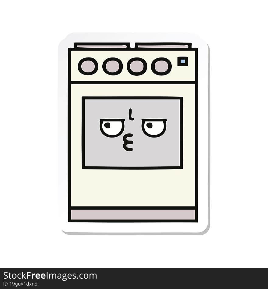 Sticker Of A Cute Cartoon Kitchen Oven