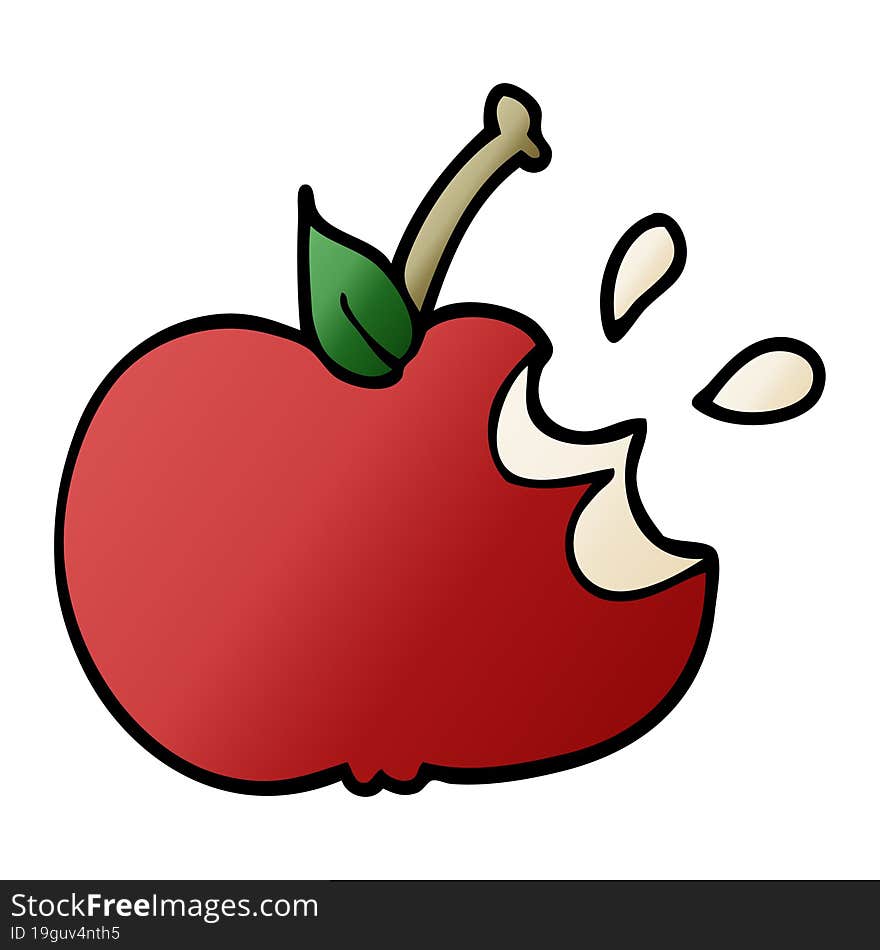 cartoon doodle juicy bitten apple