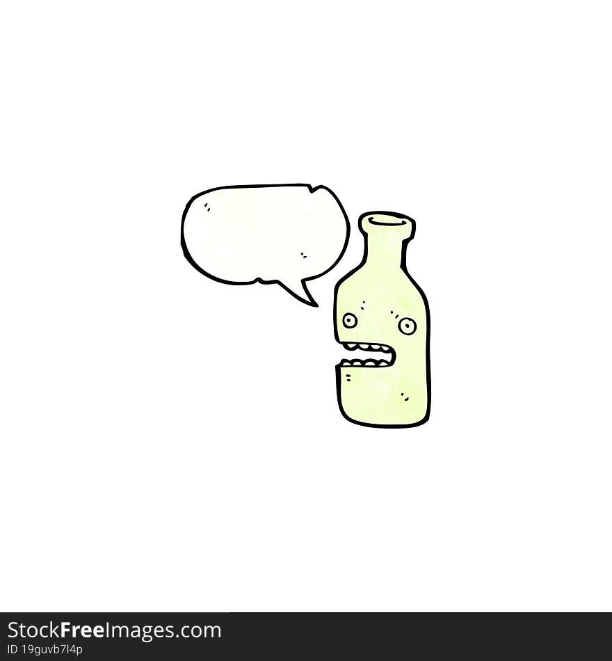 cartoon bottle with speech bubble