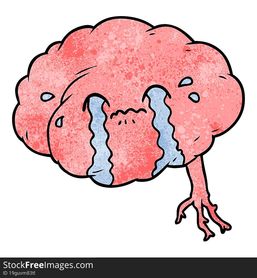 cartoon brain with headache. cartoon brain with headache