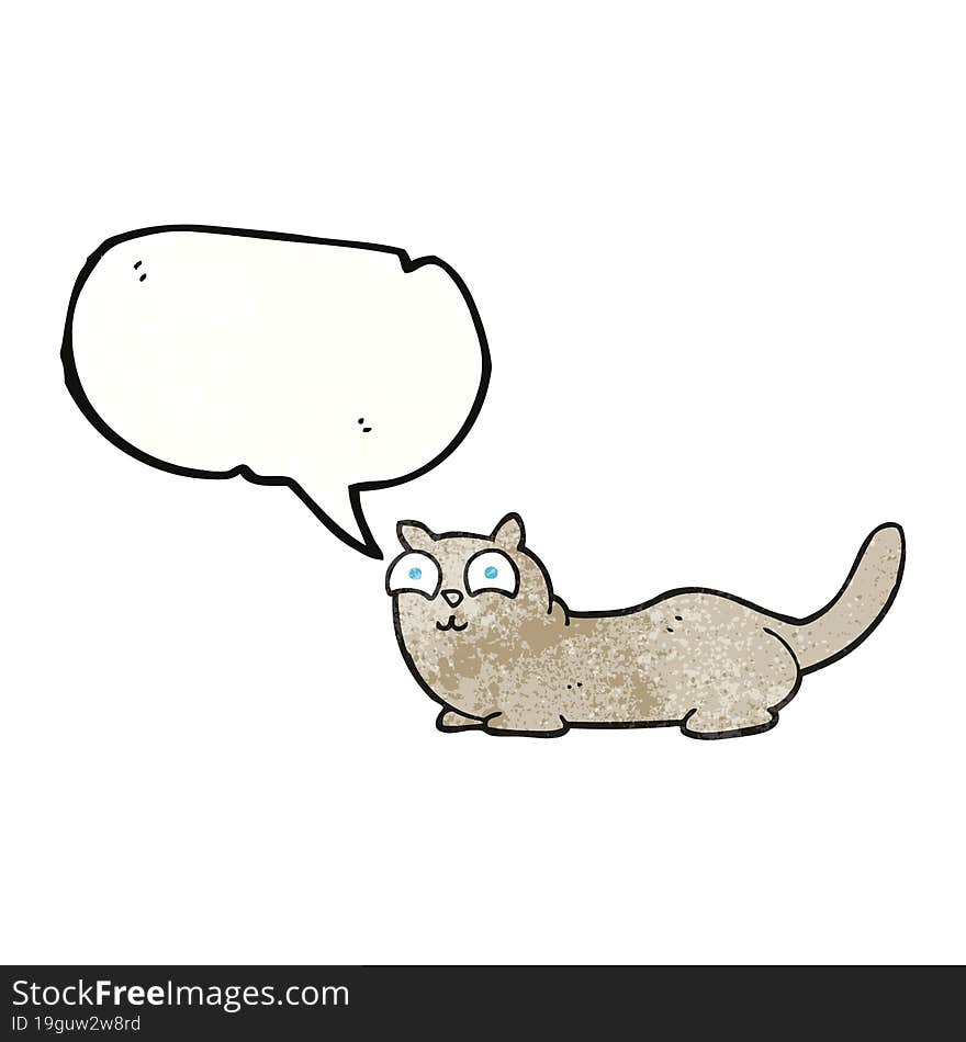 freehand drawn texture speech bubble cartoon cat