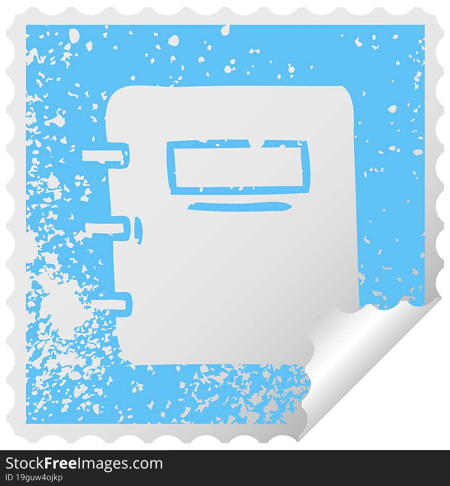 distressed square peeling sticker symbol of a note book