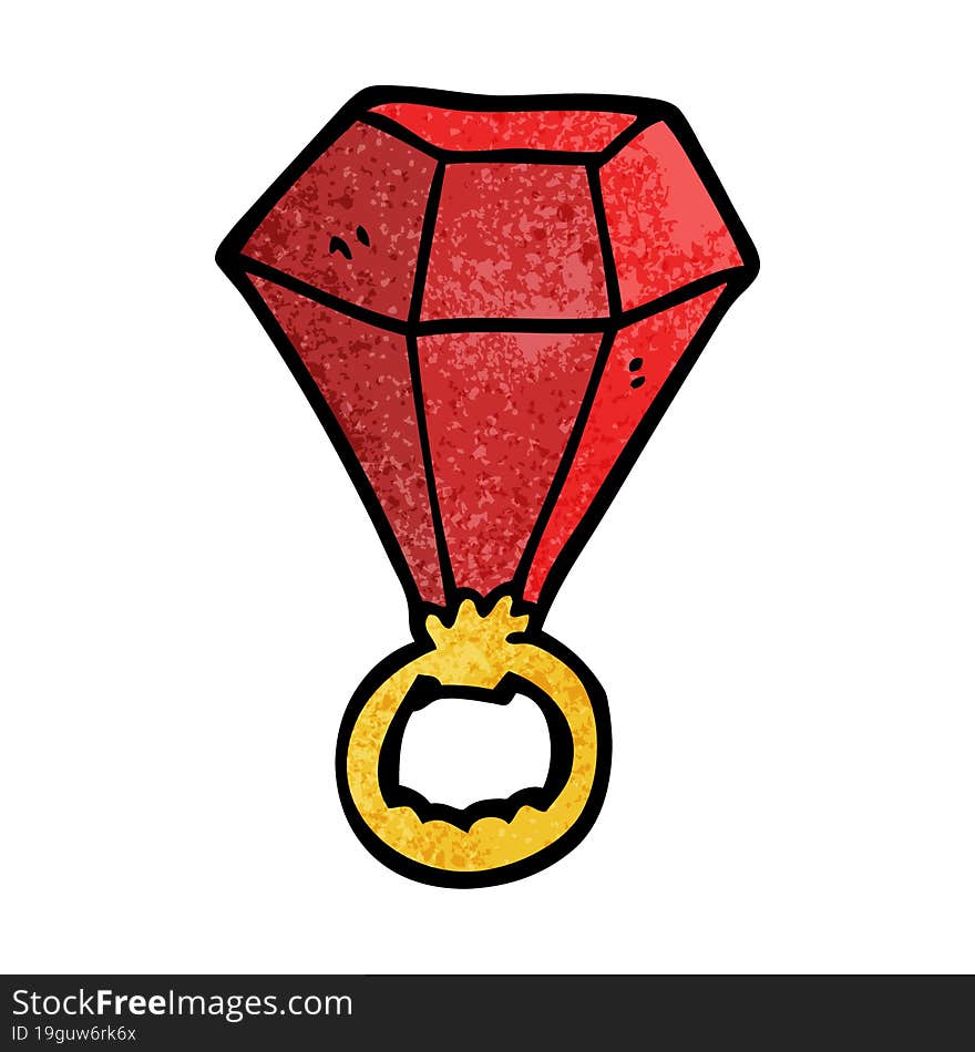 cartoon doodle red ruby ring