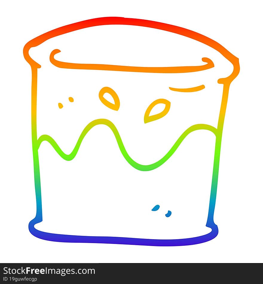 rainbow gradient line drawing of a cartoon drink in glass tumbler