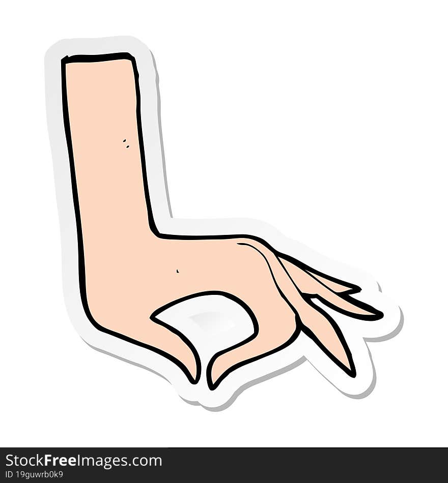 sticker of a cartoon hand symbol