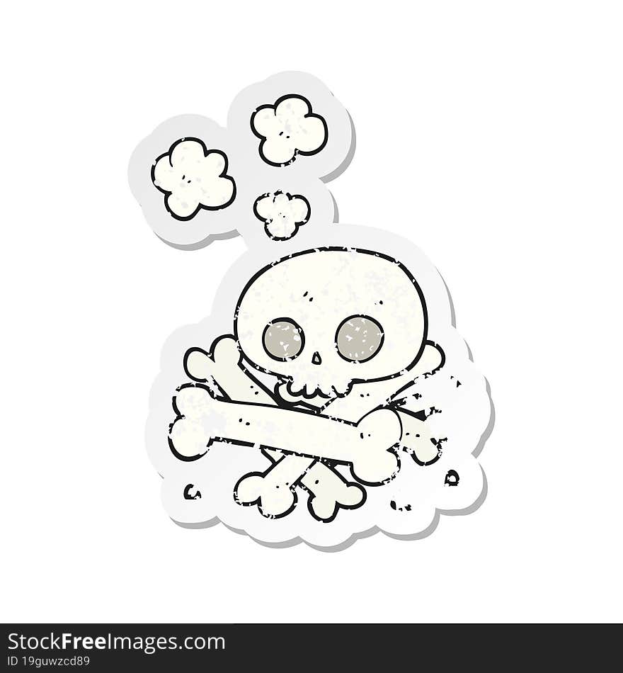 retro distressed sticker of a cartoon pile of bones